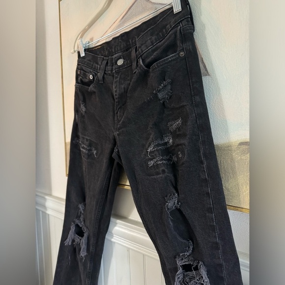 LEVIS 511 Distressed Black Ripped Slim Fit Stretch Jeans Size 28 x 32 - Picture 5 of 9